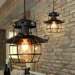 2x Hanglamp - E27- Zwart - Industrieel, Huis en Inrichting, Lampen | Hanglampen, Verzenden, Nieuw, Metaal, Minder dan 50 cm