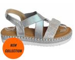 Silver Sandaal met zilveren elastische band, Kleding | Dames, Schoenen, Ophalen of Verzenden, Nieuw, Overige kleuren, Sandalen of Muiltjes