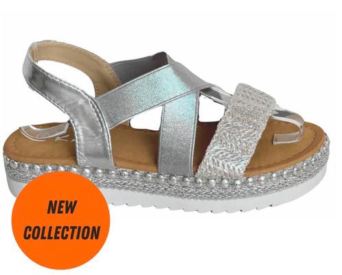 Silver Sandaal met zilveren elastische band, Kleding | Dames, Schoenen, Sandalen of Muiltjes, Overige kleuren, Nieuw, Ophalen of Verzenden