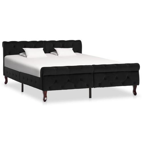 vidaXL Bedframe fluweel zwart 140x200 cm, Huis en Inrichting, Slaapkamer | Bedden, 140 cm, 200 cm, Zwart, Tweepersoons, Nieuw