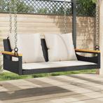 vidaXL Schommelbank met kussens 109x62x40 cm poly rattan, Verzenden, Nieuw, Rotan