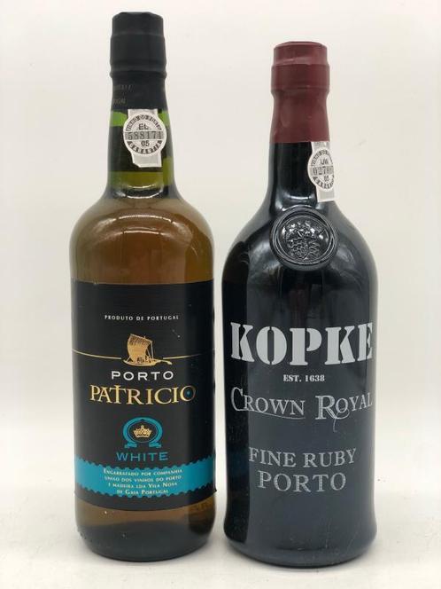 Mixed lot of 2 x 75cl White & Red (ruby) Port (Douro), Verzamelen, Wijnen, Overige gebieden, Port, Nieuw, Ophalen of Verzenden