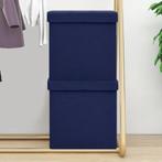 vidaXL Opbergkrukken inklapbaar 2 st kunstlinnen blauw, Verzenden, Nieuw, Blauw