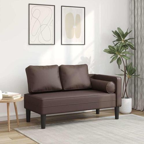 vidaXL Chaise longue met kussens kunstleer bruin, Huis en Inrichting, Banken | Sofa's en Chaises Longues, Nieuw, Verzenden