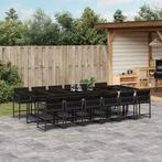 vidaXL 13-delige Tuinset met kussens poly rattan zwart, 2 zitplaatsen, Nieuw, Tuinset, Verzenden