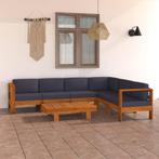 vidaXL 7-delige Loungeset met donkergrijze kussens, Verzenden, Nieuw, Hardhout, Loungeset