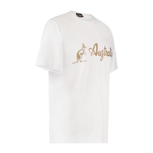 Australian Shirt White - Gold Logo (Shortsleeves), Kleding | Heren, T-shirts, Nieuw, Verzenden