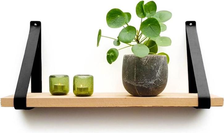 Leren plankdragers Zwart 4 stuks Echt leer  plank dragers..., Huis en Inrichting, Woonaccessoires | Overige, Verzenden
