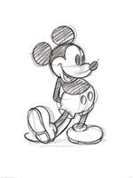 Kunstdruk Mickey Mouse Sketched Single 60x80cm, Huis en Inrichting, Woonaccessoires | Schilderijen, Tekeningen en Foto's, Verzenden