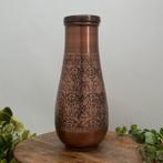 Puur koperen karaf antique geëtst met dop – lang en smal ±, Nieuw