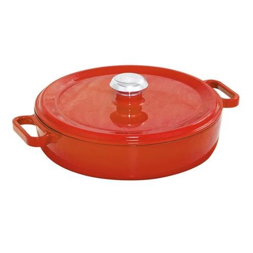 GGM Gastro | Gietijzeren braadpan - Ø 240mm - plat - Oranje, Huis en Inrichting, Keuken | Potten en Pannen, Verzenden