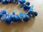 Antieke glazen ketting, lichtblauwe wedding beads, Bohemen /