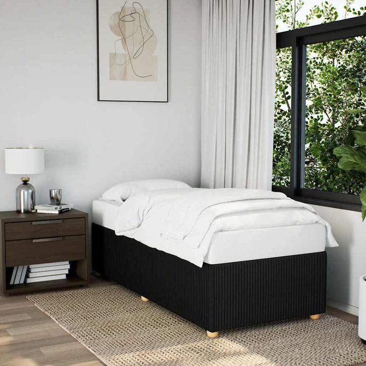 vidaXL Bedframe stof zwart Single, Huis en Inrichting, Slaapkamer | Bedden, Zwart, Nieuw, Stof, Eenpersoons, Verzenden