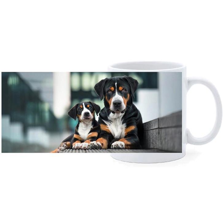 Beker - Grote Zwitserse Sennenhond met Pup Liggend NIEUW, Huis en Inrichting, Keuken | Servies, Nieuw, Ophalen of Verzenden