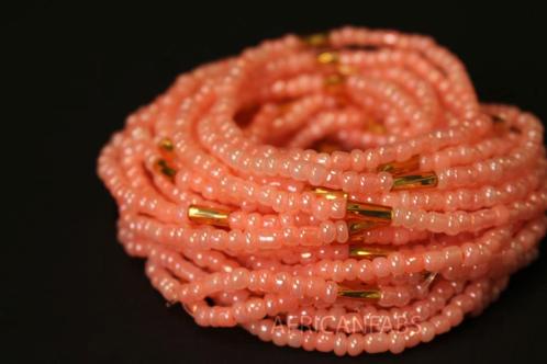 Waist Beads / Afrikaanse Heupketting - OSAZE - Perzik / gold, Sieraden, Tassen en Uiterlijk, Kettingen, Nieuw, Ophalen of Verzenden