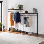 Kledingrek Skestbyena 240x40x170 cm zwart en walnootkleurig, Huis en Inrichting, Kasten | Kledingkasten, Verzenden, Nieuw