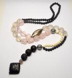 Zwarte lava, roze kwarts, witte turkoois - 88cm -