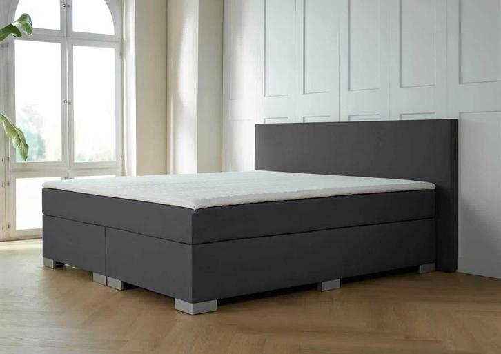 ACTIE! Boxspring Nantes 140 200 Antraciet, Huis en Inrichting, Slaapkamer | Boxsprings, 140 cm, 200 cm, Grijs, Twijfelaar, Nieuw