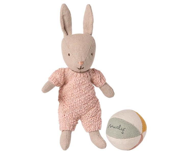 Maileg - Knuffel konijn met bal - Micro - Sand Rose, Kinderen en Baby's, Speelgoed | Overig