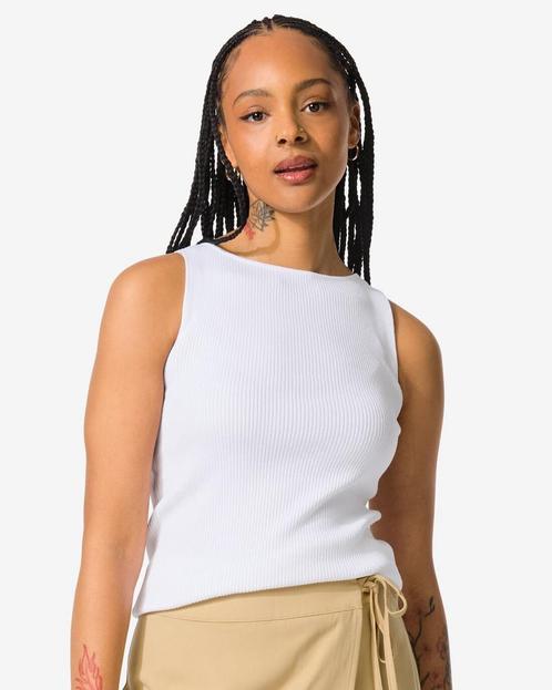 HEMA Dames top Rita rib wit, Kleding | Dames, Overige Dameskleding, Nieuw, Verzenden