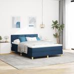 vidaXL Boxspringbed met Matras & LED Blauw 140x200 cm Stof, Huis en Inrichting, Slaapkamer | Bedden, Verzenden, 140 cm, 200 cm