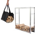 Houtopslag brandhoutrek haardhout 100x25x100cm+ draagtas RVS