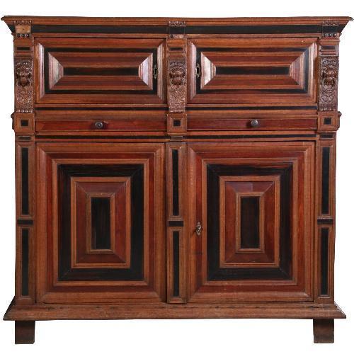 Zeeuwse vierdeurskast ca 1660 met kussens en ebbenhout No68, Antiek en Kunst, Antiek | Meubels | Kasten, Ophalen of Verzenden