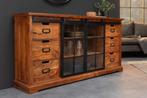 Massief dressoir HERITAGE 150 cm natuurlijke acaciahout, Ophalen of Verzenden, Nieuw