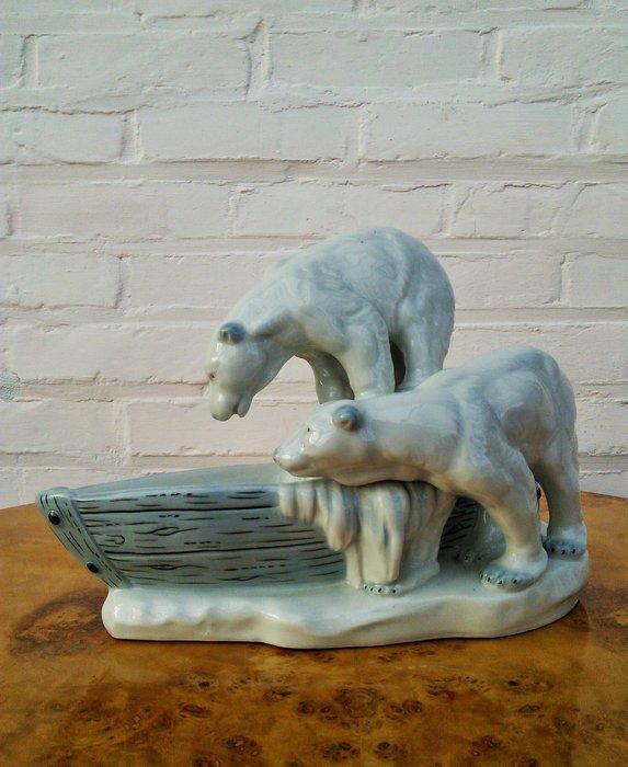 Vide-poche - Art Deco porselein - 2 ijsberen staand op een, Antiek en Kunst, Kunst | Designobjecten
