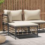 vidaXL Tuinvoetenbank met beige kussen poly rattan, Tuin en Terras, Verzenden, Nieuw, Rotan