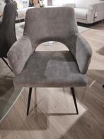 Armstoel in lichtgrijze velvetstof + terugdraaimech., Huis en Inrichting, Fauteuils, Ophalen of Verzenden, Nieuw