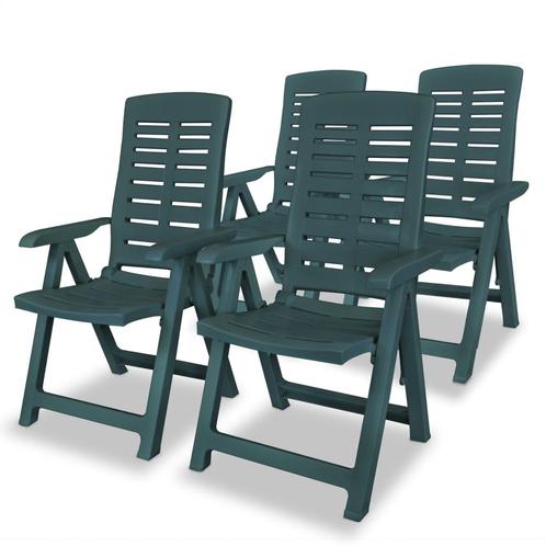vidaXL Tuinstoelen 4 st verstelbaar kunststof groen, Tuin en Terras, Tuinstoelen, Nieuw, Kunststof, Verzenden