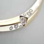 Gouden collier met bicolor hanger gezet met diamant 0,24..., Gebruikt, Overige kleuren, Ophalen of Verzenden, Met edelsteen