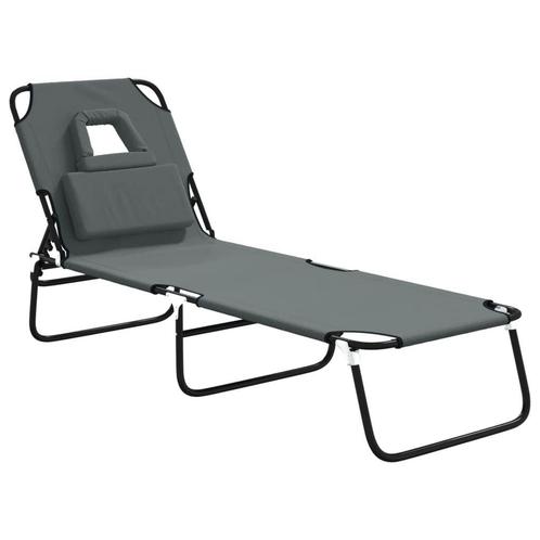 Ligbed Staal Grijs - Tweedekansje - Strandklaar!, Tuin en Terras, Ligbedden, Nieuw, Metaal, Ophalen of Verzenden