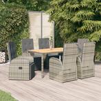 vidaXL 7-delige Tuinset met kussens poly rattan grijs, Tuin en Terras, Verzenden, Nieuw, Rotan, Tuinset