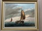 Dick van Dijk 1921 - Botters op volle zee, Antiek en Kunst, Kunst | Schilderijen | Klassiek