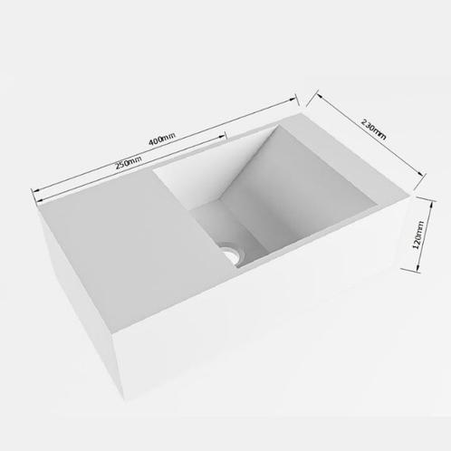 Fontein Mondiaz Tyne 40 cm Solid Surface Positie Rechts, Doe-het-zelf en Verbouw, Sanitair, Ophalen of Verzenden