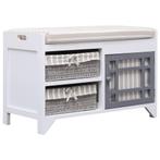 vidaXL Halbank 70x33,5x45 cm paulowniahout wit, Huis en Inrichting, Banken | Voetenbanken en Poefen, Verzenden, Nieuw