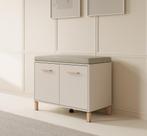 Meubella | Schoenenkast - Beige | 80cm | Met kussen, Huis en Inrichting, Kasten | Vitrinekasten, Verzenden, Nieuw, 50 tot 100 cm