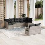 vidaXL 9-delige Loungeset met kussens poly rattan lichtgrijs, Verzenden, Nieuw, Rotan, Loungeset