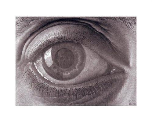 M.C. Escher - “Eye, 1946”. Gedateerd en gesigneerd in de, Antiek en Kunst, Kunst | Tekeningen en Foto's