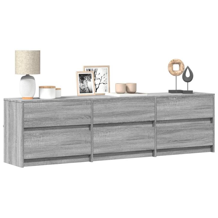 vidaXL Tv-meubel met LED 180x34x50 cm bewerkt hout grijs, Huis en Inrichting, Kasten | Televisiemeubels, Nieuw, Overige houtsoorten