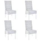 vidaXL Eetkamerstoelen 4 st kubu rattan en mangohout wit, Huis en Inrichting, Stoelen, Verzenden, Nieuw, Wit
