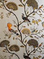 Exclusieve Art Deco stof met goudkleurige ooievaar en takken, Antiek en Kunst