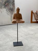 Beeldje, Buddha Meditation - 70 cm - Metaal, teak