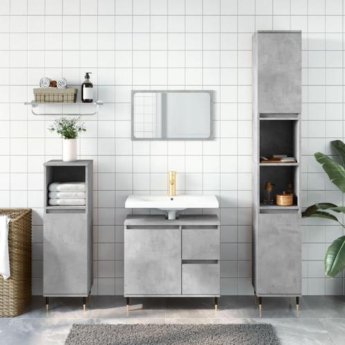 vidaXL 3-delige Badkamermeubelset bewerkt hout betongrijs, Huis en Inrichting, Badkamer | Badkamermeubels, Nieuw, Verzenden