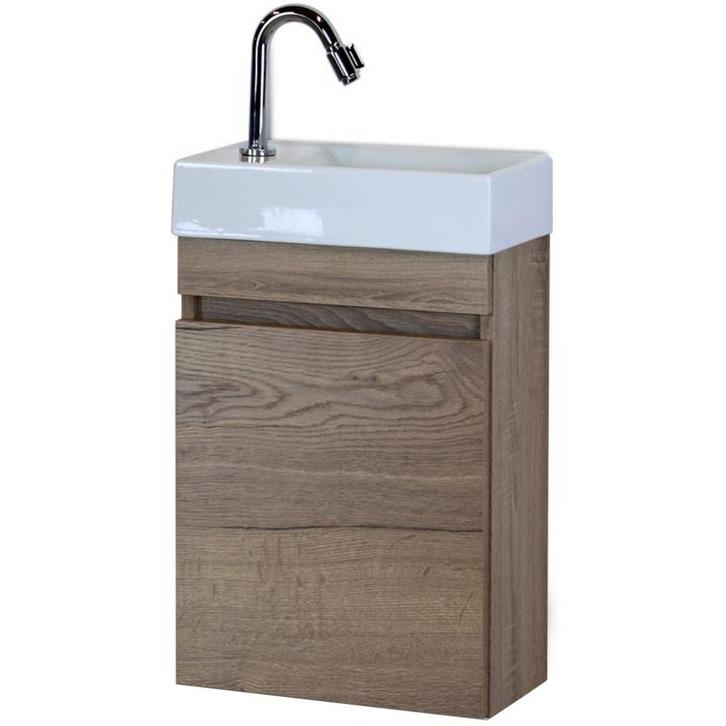 Bonsai Badmeubelset - Tabacco - Keramische Wastafel Fontein, Huis en Inrichting, Badkamer | Badkamermeubels, Nieuw, Ophalen of Verzenden