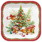PAW - Papieren bordjes - 23 cm - Square - Cute Santa Claus, Hobby en Vrije tijd, Nieuw