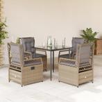 vidaXL 5-delige Tuinset met kussens poly rattan beige, 4 zitplaatsen, Nieuw, Tuinset, Verzenden