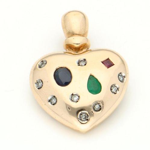 Hanger - 14 karaat Geel goud - 0.60ct. tw. Diamant, Sieraden, Tassen en Uiterlijk, Antieke sieraden